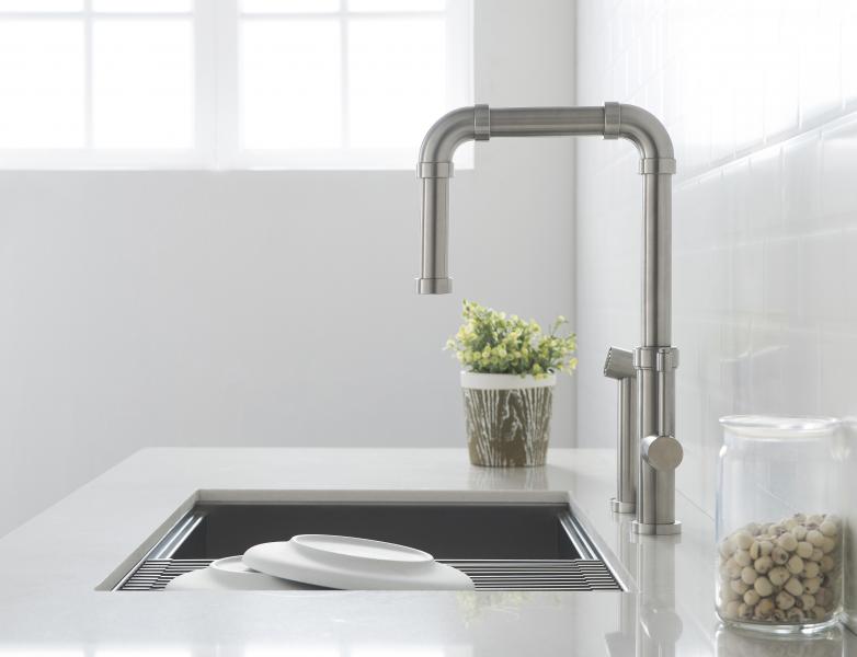 Isenberg Faucets Tanz Side view stainless steel