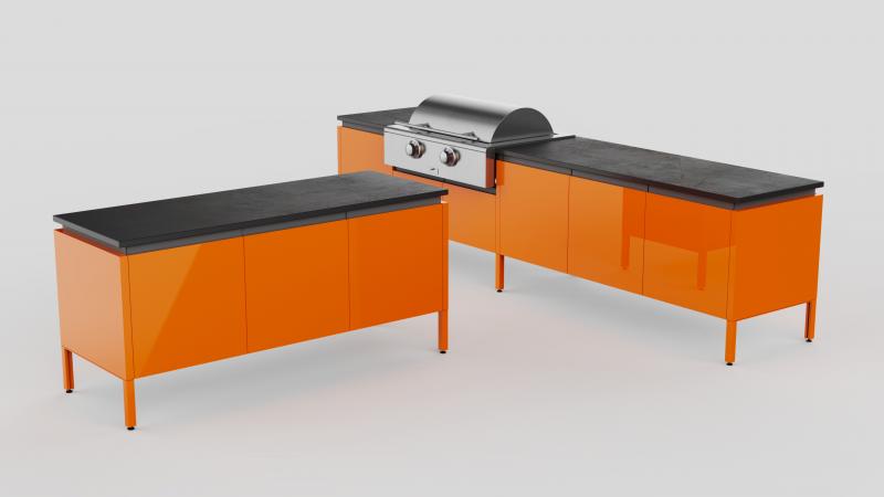 Brown Jordan Outdoor Kitchen Elements by Tecno Daniel Germani orange kitchen