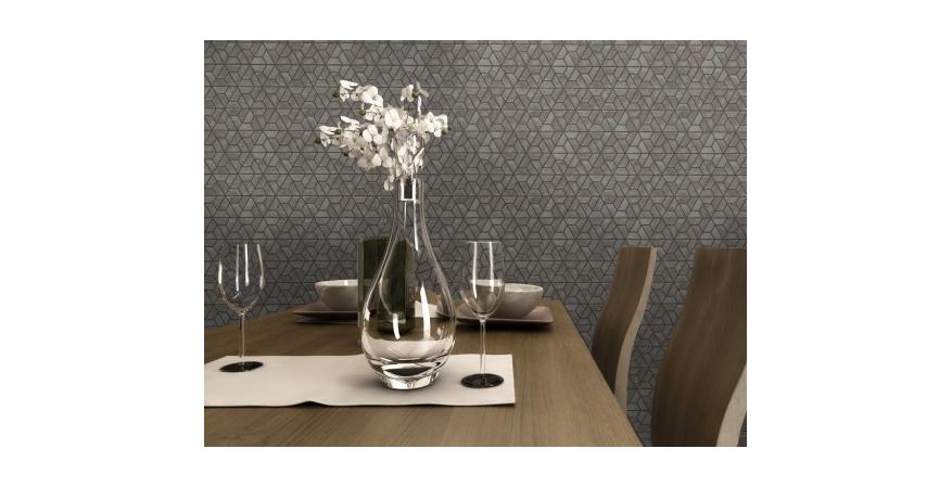 Interceramic  Basole geometric mosaic tiles come in three colors and three sizes.
