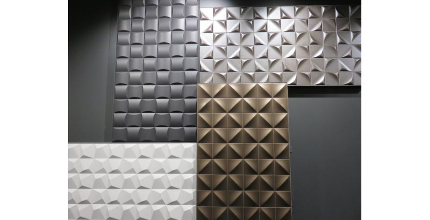 Saloni  Up! is a line of dimensional ceramic wall tiles. Measuring 6 inches by 6 inches, the tiles can be combined in different configurations to create new dimensional looks. It’s available in four shapes and four colors.