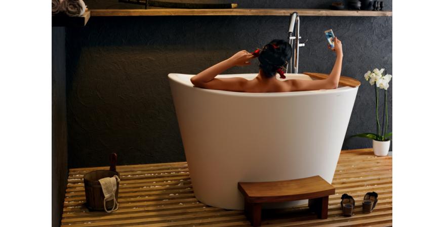 Aquatica true ofuro tranquility Heated Solid Surface Japanese bathtub