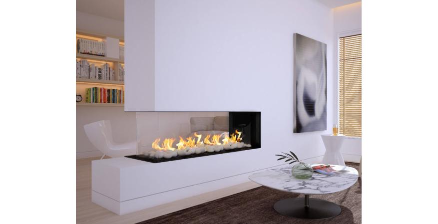 The manufacturer’s Frameless Double Corner Modern Fireplace comes with everything needed for an easy installaion in the field. Available in eight sizes, the products either have a protective screen or double glass for safety. 