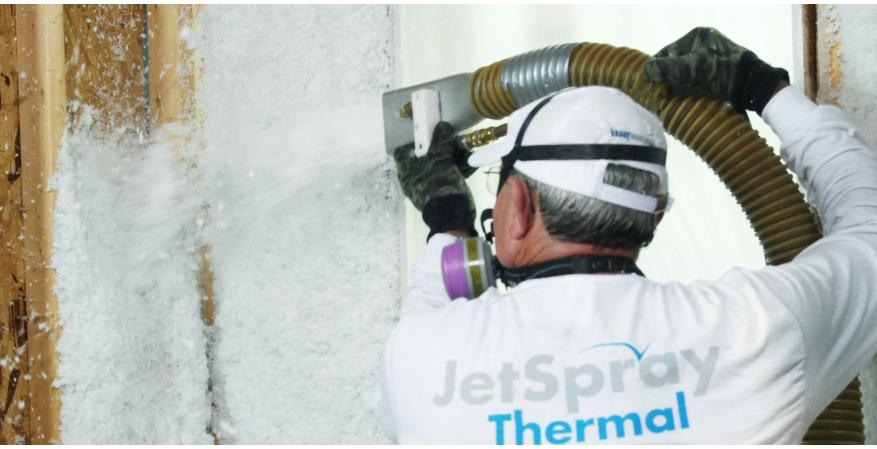 Knauf Insulation says its new JetSpray thermal insulation system is a spray-on glass mineral wool product that features stabilized fiber technology so it can be applied in a net-less, side-wall application.