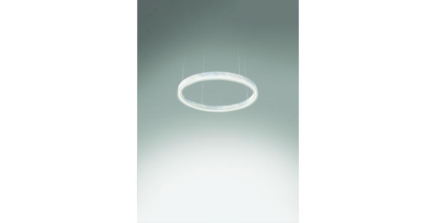 Inarchi’s Light Beam Circle and Light Beam Y are honed from marble, in which LED lighting is embedded.