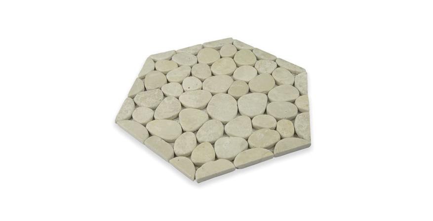 Stone tile fabricator Island Stone has introduced a mosaic tile product featuring Halo Edging, a process that combines a defined perimeter shape with precise placement of specially cut stones.