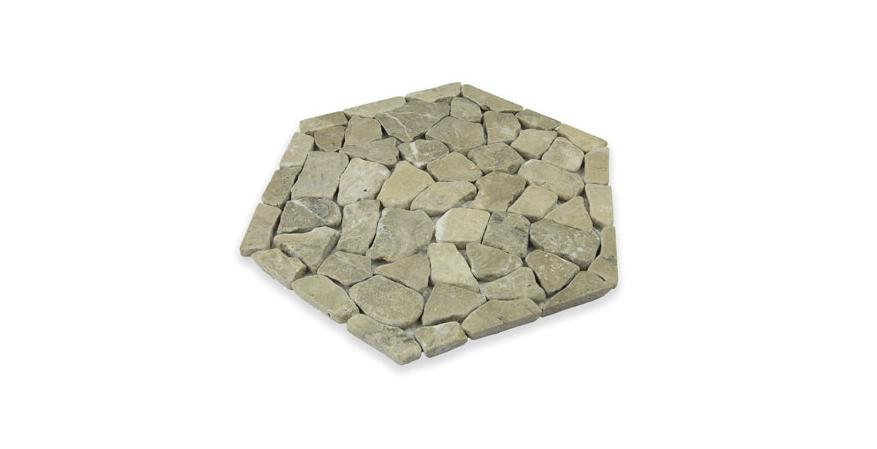 Stone tile fabricator Island Stone has introduced a mosaic tile product featuring Halo Edging, a process that combines a defined perimeter shape with precise placement of specially cut stones.