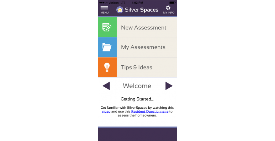 Silver Spaces assessment menu
