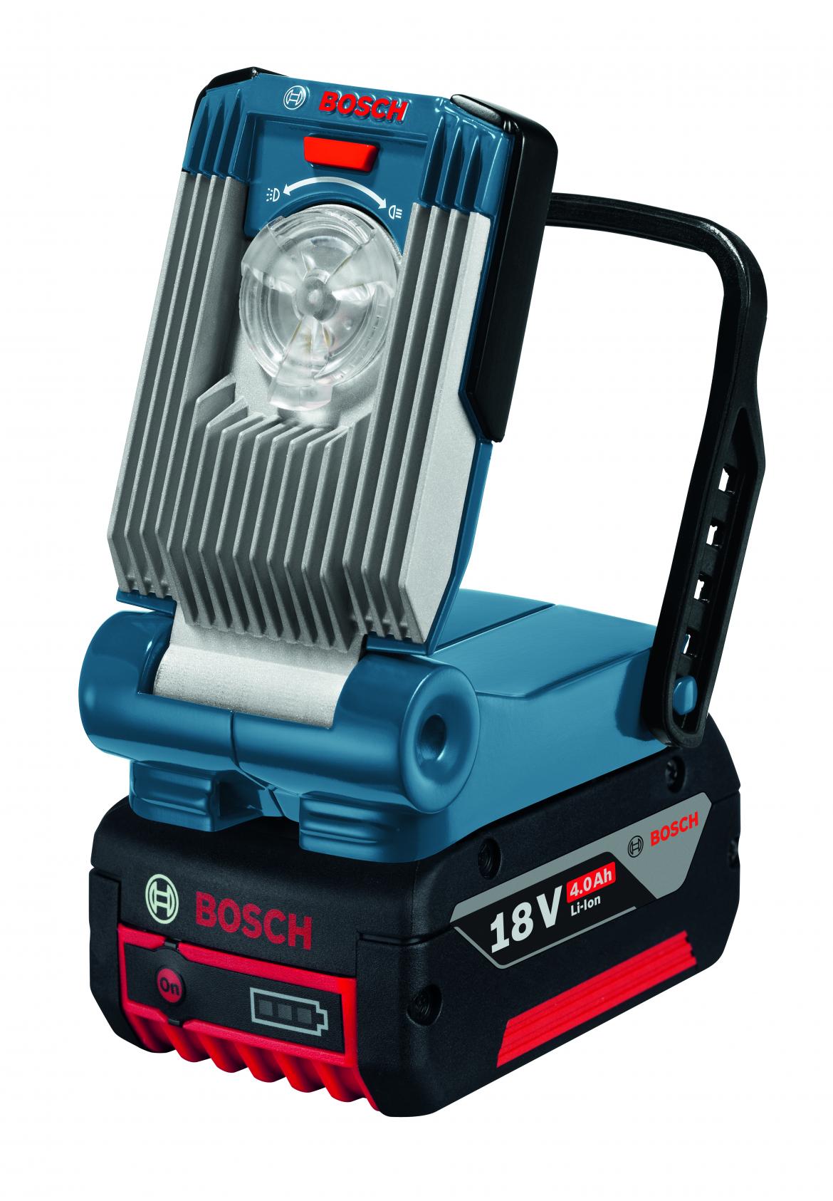 This 18-volt work light uses three LEDs to produce 420 lumens. Able to adjust to different angles, it can shine on a specific area or, with a turn of the control dial, provide diffuse light for a larger area. The 6.0-Ah battery offers continuous runtime of more than 13 hours