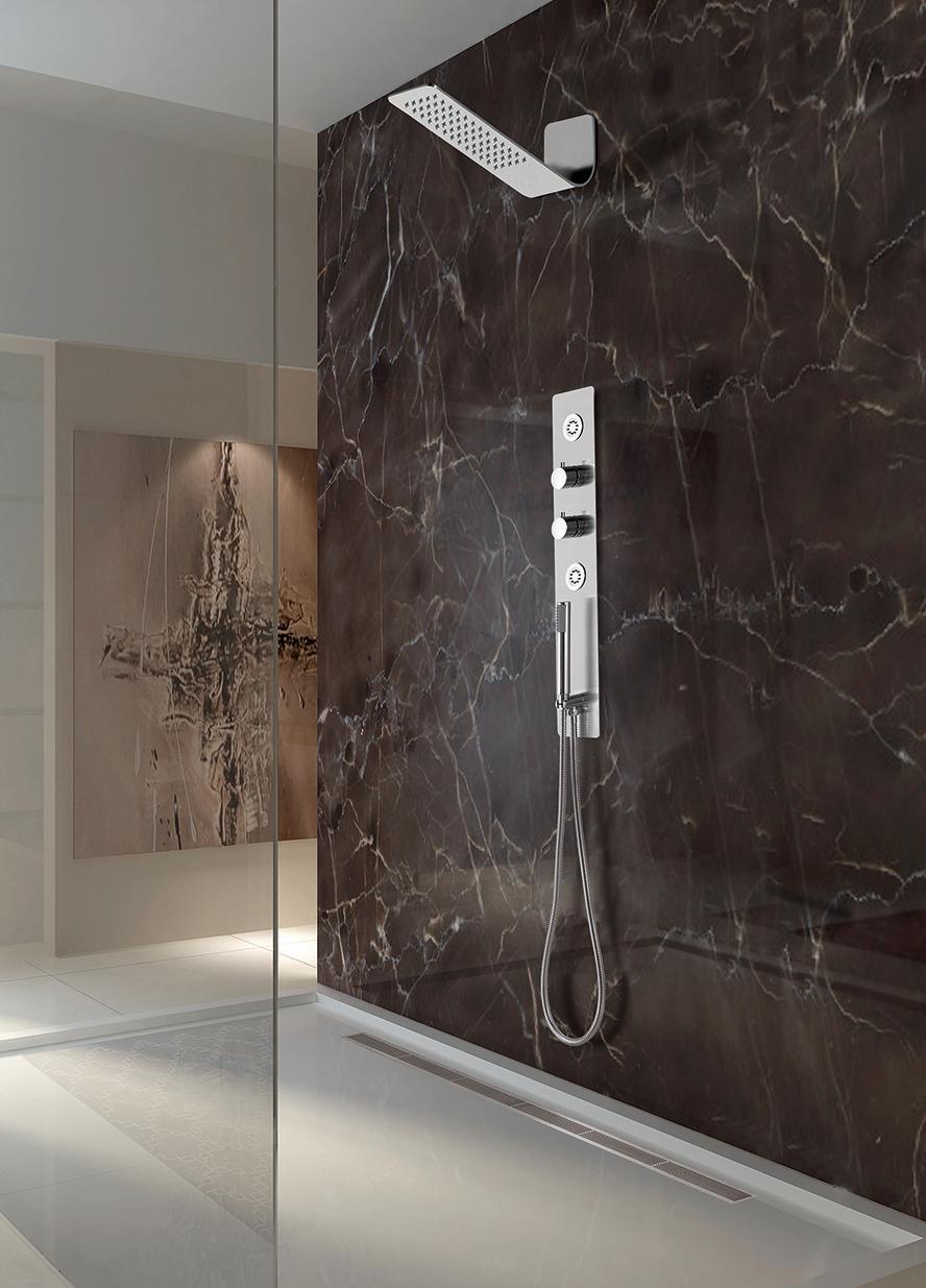 Lenova Thermostatic Pressure Balance Shower Valve Bath installation shower black marble tiles