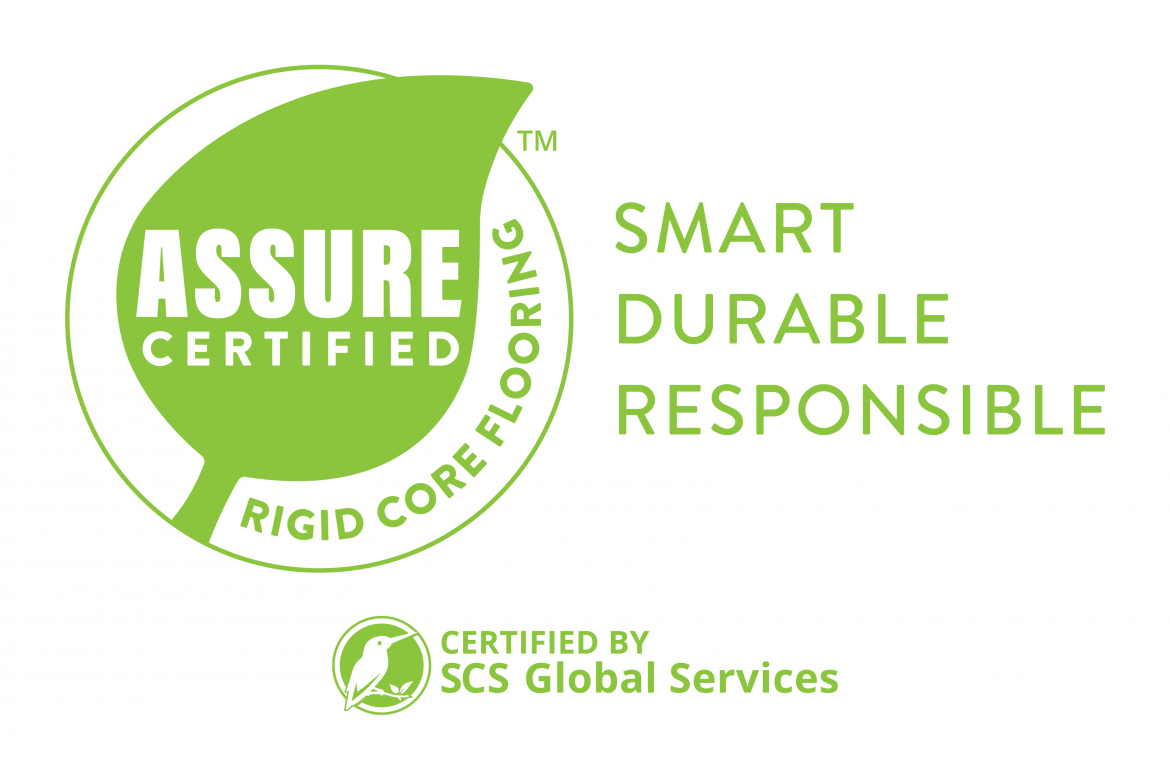 Resilient Floor Covering Institute ASSURE CERTIFIED Logo with Tagline and SCS co brand