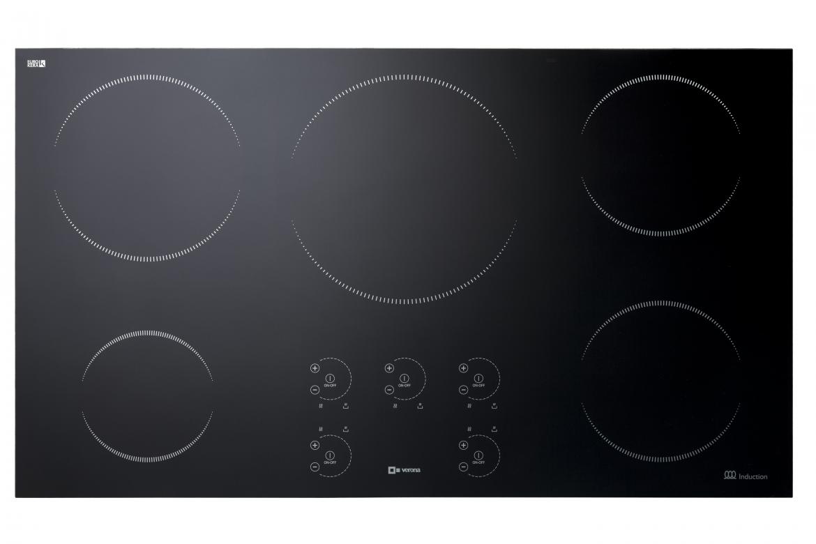 This 36-inch induction unit features five cooking zones, including a fast-boil setting and a low-power setting for delicate meals. Each zone also features eight power levels plus a Boost function. Offering an overall depth of 20 7/8 inches and a width of 35 7/16 inches, it has a pan-detection system to detect the size and shape of the cookware and heat only that area, three cooling fans, and an auto shut-off in the case of spillage, incorrect pan usage or if no cookware is detected.