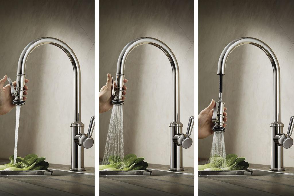 kitchen squeeze down handle faucet