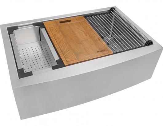 Ruvati Verona Apron Front Workstration Stainless Sink with cutting board