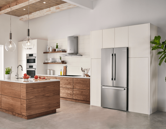 Bosch Appliances French Door Refrigerator Wood White Cabinets