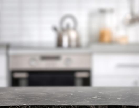 Blurred closeup of kitchen countertop 