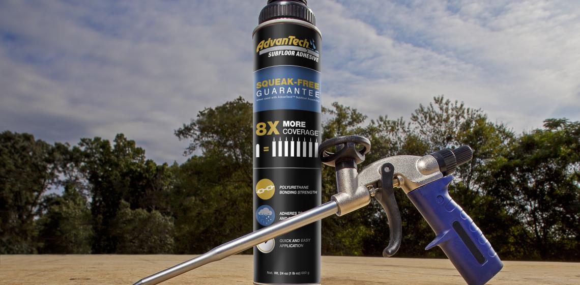 Huber Engineered Woods has unveiled a new polyurethane AdvanTech subfloor adhesive that the company says is an important component of its squeak-free floor assembly system.