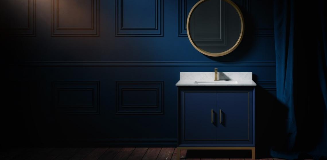 BEMMA Luxury Vanity Collection Gracie Model in Blue bathroom installation