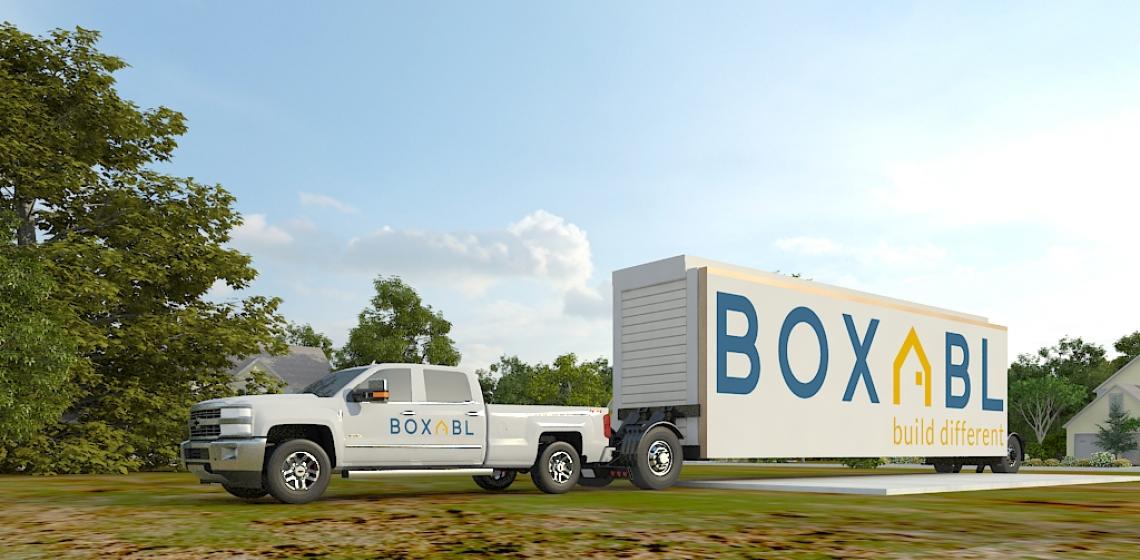 Boxabl units can be pulled by a modern pickup truck