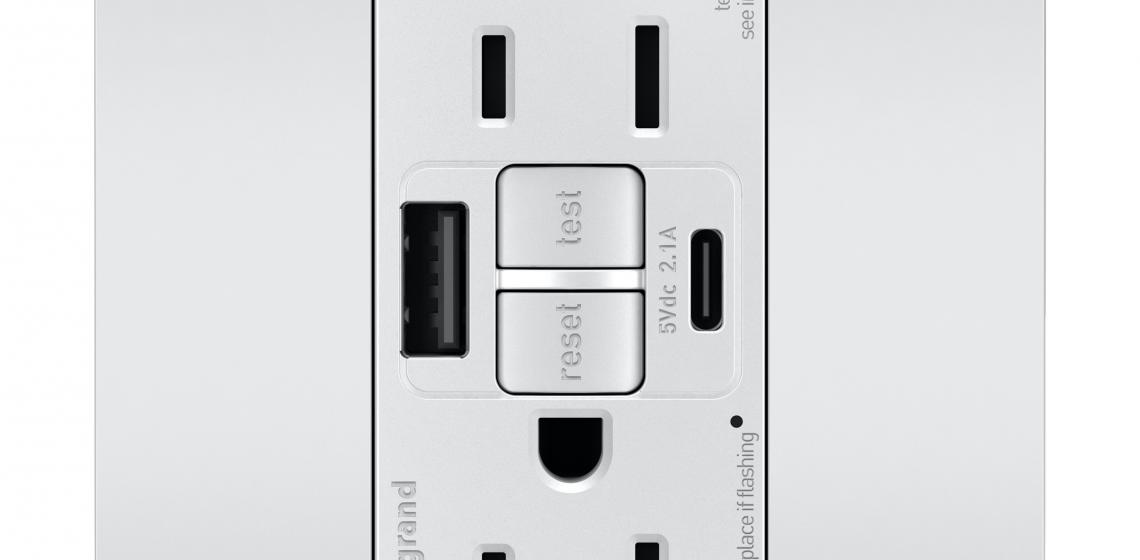  Legrand GFCI USB outlet silver
