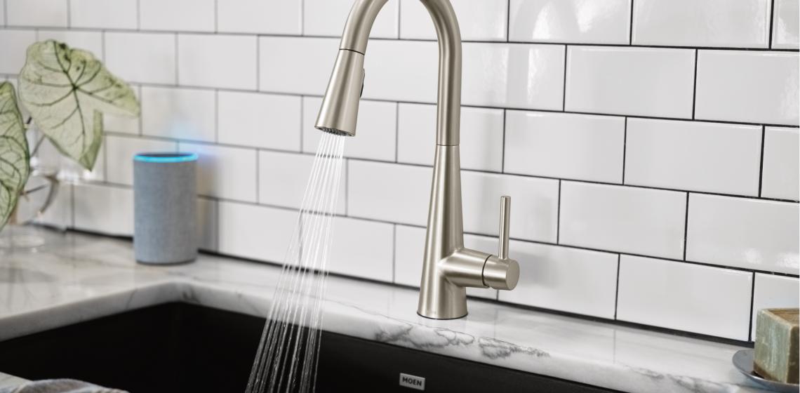 U by Moen Smart Faucet in Sleek Spot Resist Stainless steel