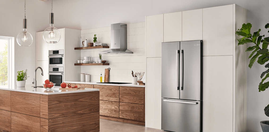 Bosch Appliances French Door Refrigerator Wood White Cabinets