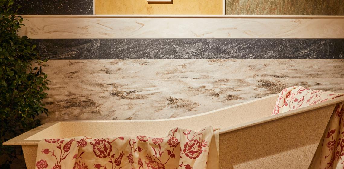 Salone del Mobile is known for cutting-edge furniture, lighting, and kitchen and bath products, but at this year’s show, some of the most important countertop surfacing brands had a presence.