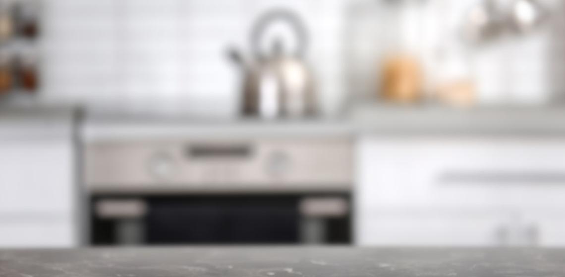 Blurred closeup of kitchen countertop 