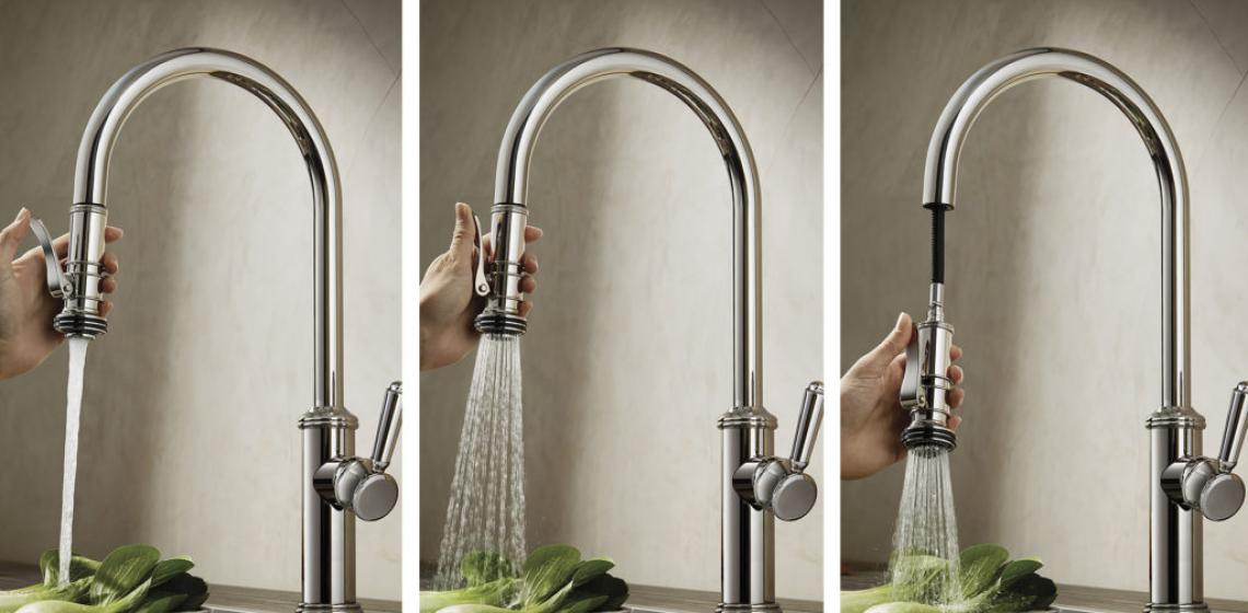 kitchen squeeze down handle faucet