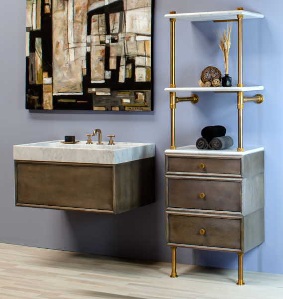 Stone Forest Elemental Modular System Hanging Vanity with Ventus Sink