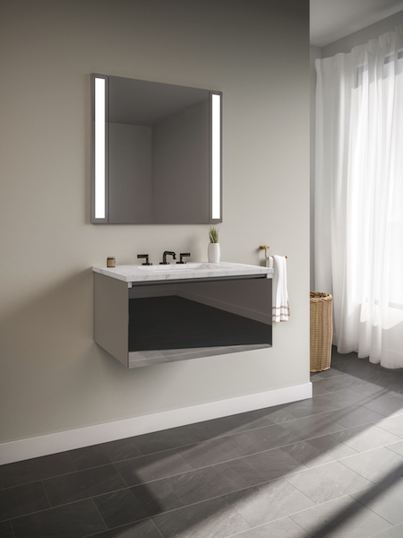 Curated Cartesian Install Lighted Mirror Shallow vanity with Towel