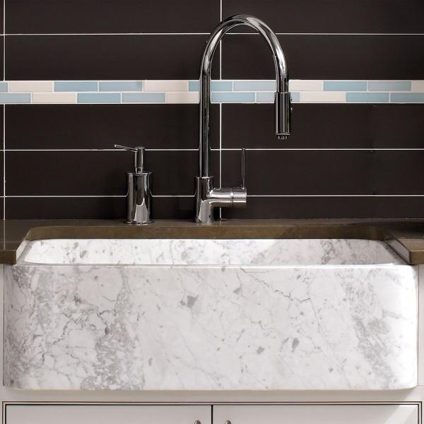 Luxury Carrara marble kitchen sink