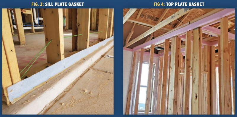 Sill plate gasket and top plate gasket for managing moisture in walls
