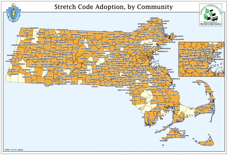 Stretch code adoption in Massachusetts by municipality 